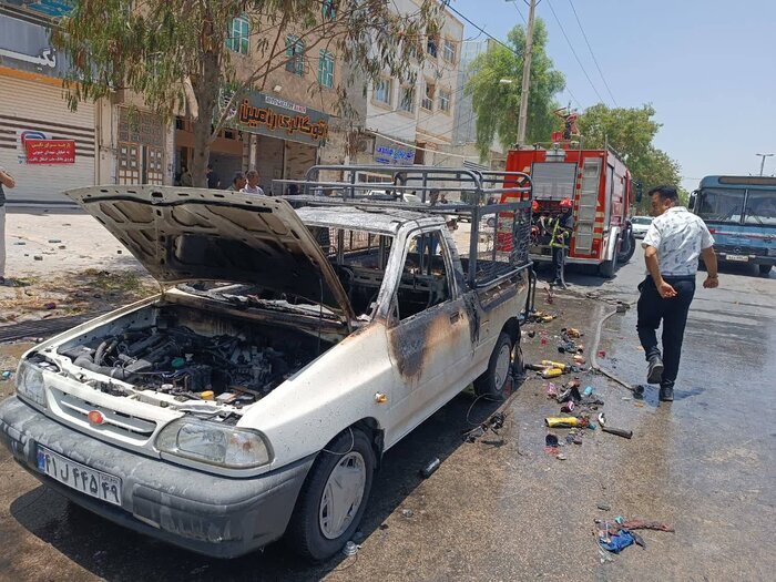 جزئیات هولناک از انفجار قوطی اسپری در کازرون؛ ۲ ماشین طعمه حریق شدند+ عکس جزئیات هولناک از انفجار قوطی اسپری در کازرون؛ ۲ ماشین طعمه حریق شدند+ عکس